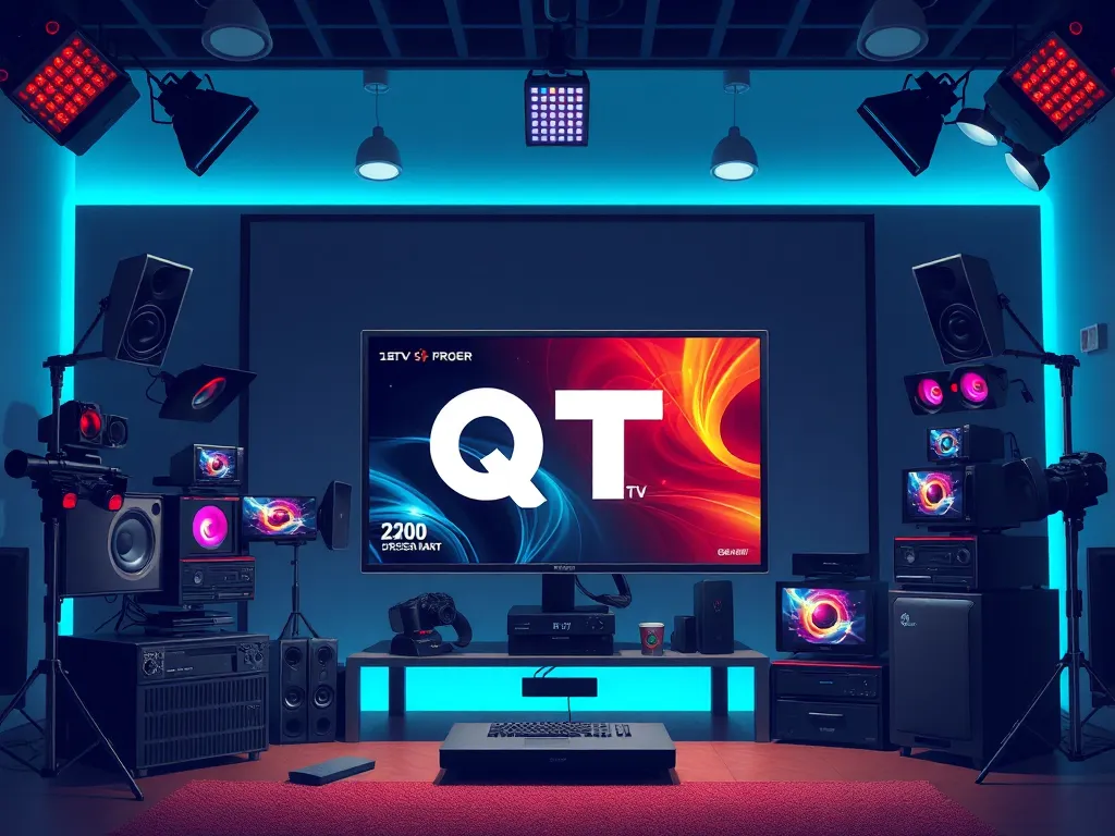 Chân dung QTV với thiết bị gaming và streaming, minh họa hành trình từ game thủ đến streamer hàng đầu Việt Nam