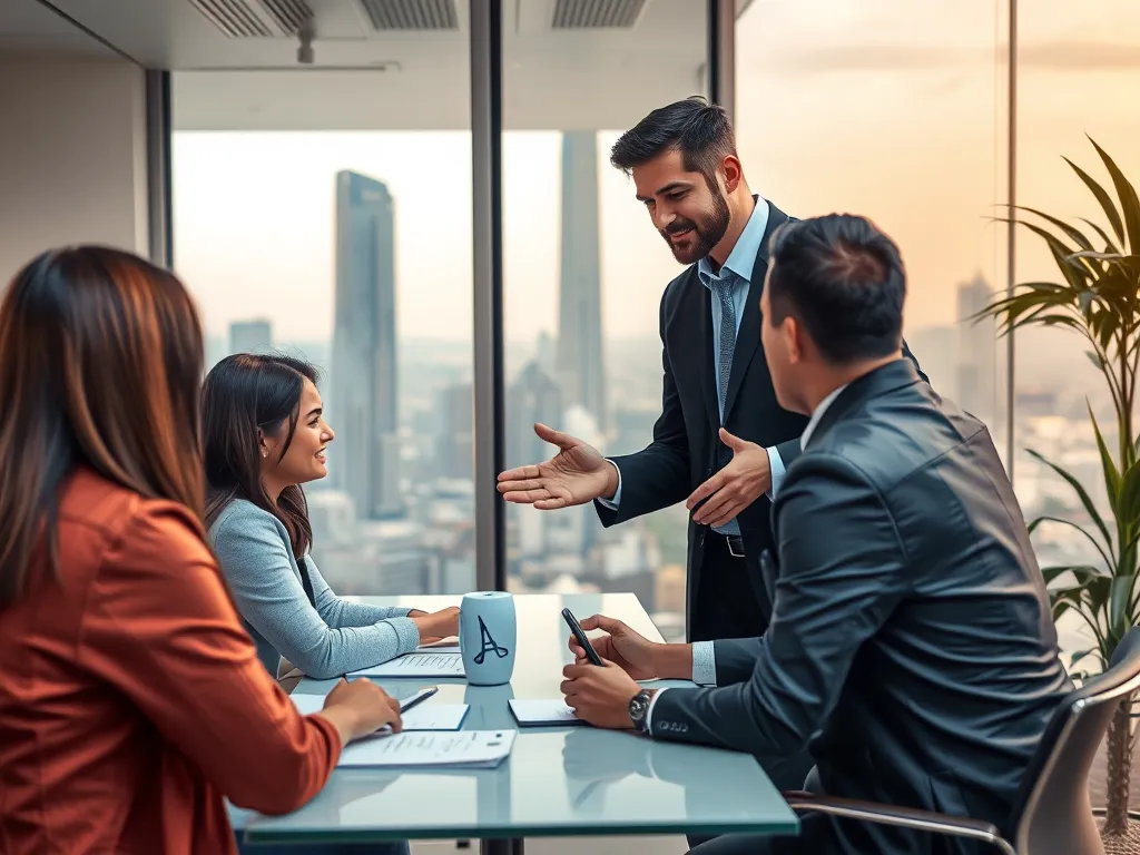 Chuyên gia nhượng quyền Nguyễn Phi Vân hướng dẫn các doanh nhân khởi nghiệp tại văn phòng hiện đại, phông nền thành phố Việt Nam