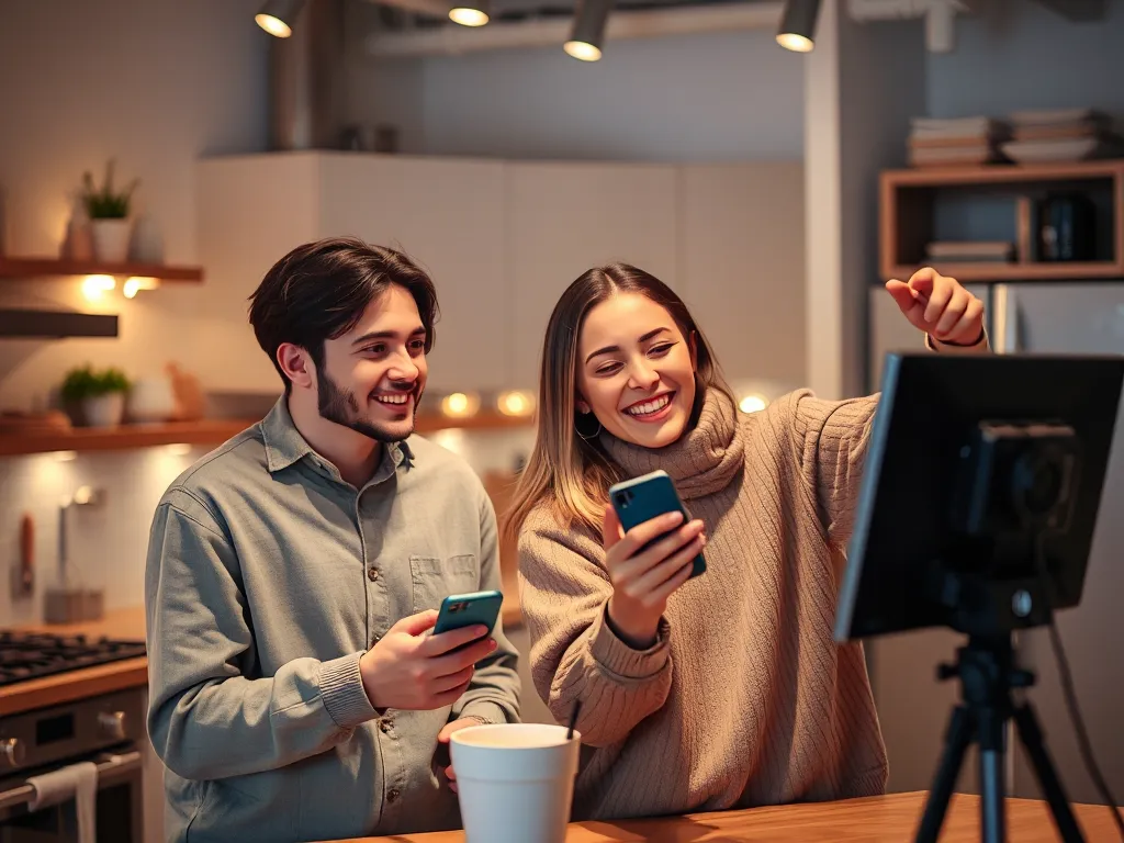 Hình ảnh cặp đôi vlogger Phở Đặc Biệt trong quá trình tạo nội dung từ lúc bắt đầu đến khi đạt triệu lượt xem