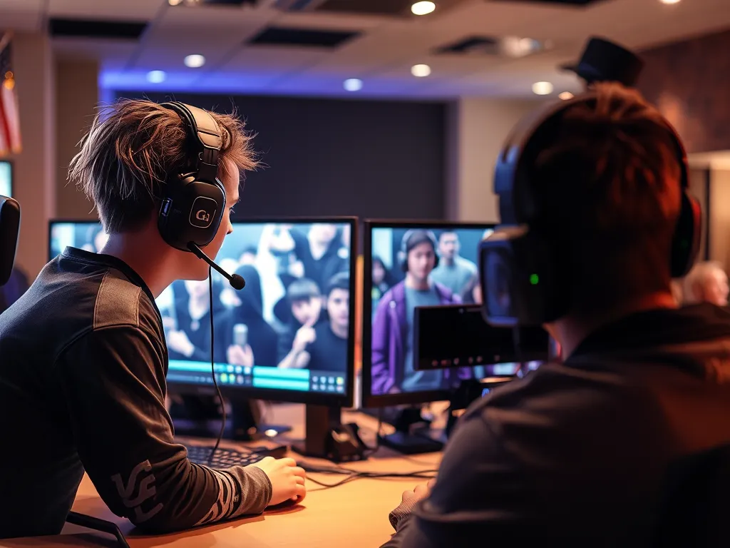 Hình ảnh chia đôi màn hình: game thủ chuyên nghiệp và streamer huyền thoại Thầy Giáo Ba, ánh sáng ấm áp