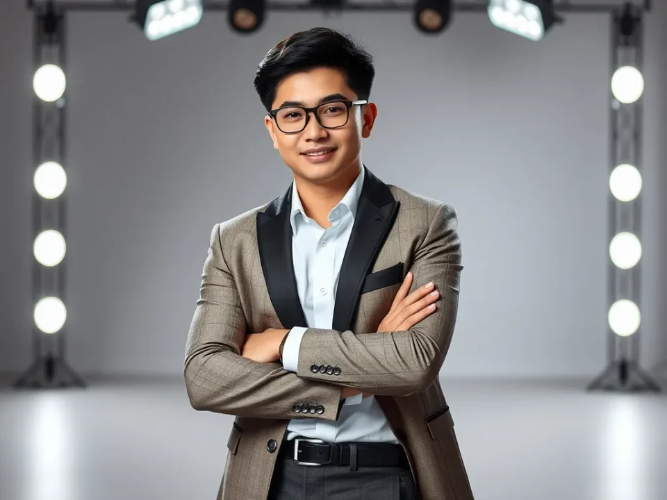 Hình ảnh Trấn Thành với phong cách chuyên nghiệp, thể hiện sự đa tài của diễn viên, MC và influencer hàng đầu Việt Nam.