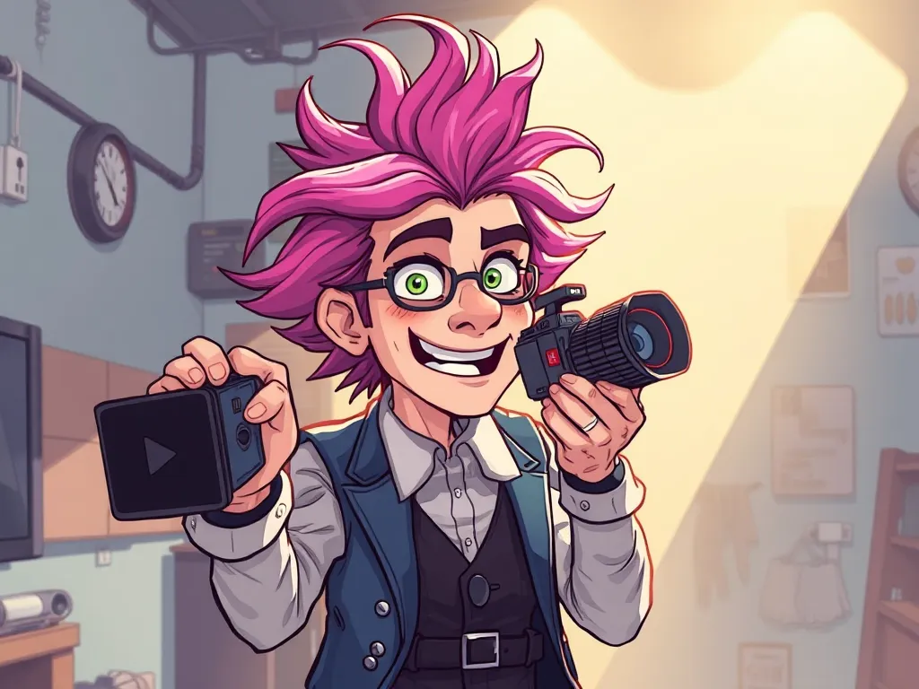 YouTuber kỳ dị với phong cách độc đáo đang quay video trong studio sáng tạo