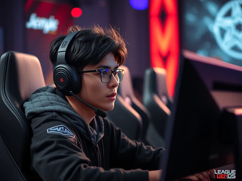 Zeros - streamer game thủ Gen Z thi đấu Liên Minh Huyền Thoại tại giải đấu chuyên nghiệp với setup gaming hiện đại